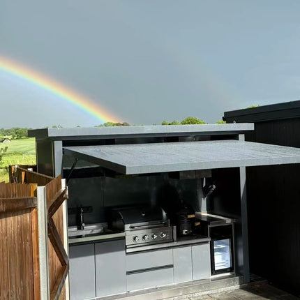 Customized Garden Outdoor Kitchen Sink Unit with Faucet and Drainboard for Food Cleaning Setup backyard patio camping cooki