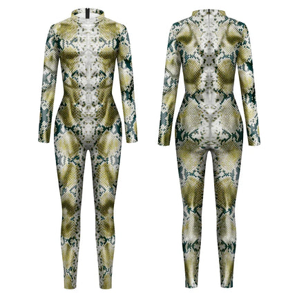 Halloween Animal Jumpsuit Snake Cosplay Costume Tiger Bodysuit Spandex Jumpsuit Party Carnival Stage Performance Dress Up