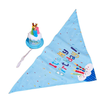 Dog Birthday Decorations Cake Hat & Bandana Scarfs Set - Pink,Happy Birthday Hat with Candles, Dog Birthday Present,Pet Supplies
