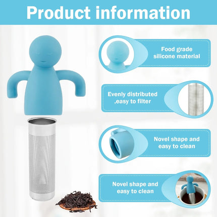 Stainless Steel Tea Sieve New Human Shaped Tea Sieve Kitchen Accessory Filter Accessories Supplies Humidifier Pet Products Bar