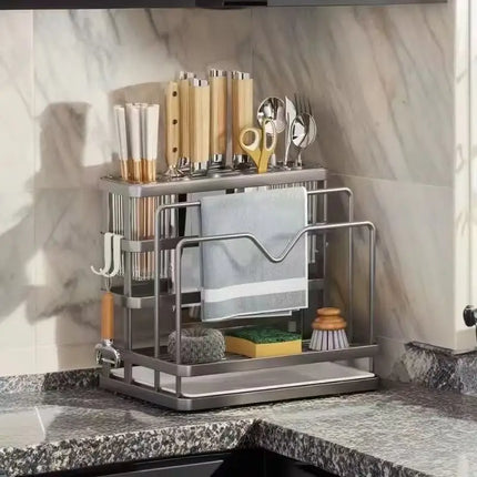 Kitchen Stand Home Utensil Multifunctional Knife Holder Pot Lid Storage Rack Cutlery Holder Counter Cutting Board Rack