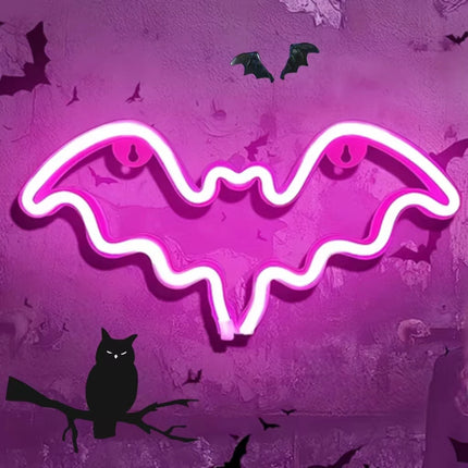 Halloween Bat Spirit LED Neon Wall Decor for Party Gift - Terrifying Atmosphere - USB or Battery Powered