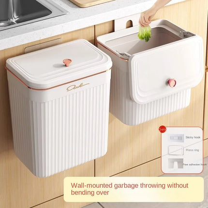 Kitchen Trash Can with Lid, Hanging Trash Can, Wall Mounted, Toilet, Living Room, Basebasket, Storage Bucket, Kitchen Waste