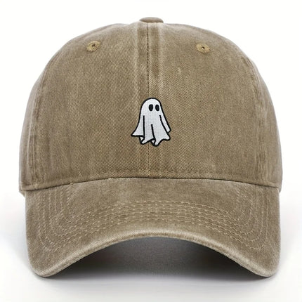 Halloween Embroidered Baseball Hat with Cute Ghost Pattern Simple Style Suitable for Men and Women