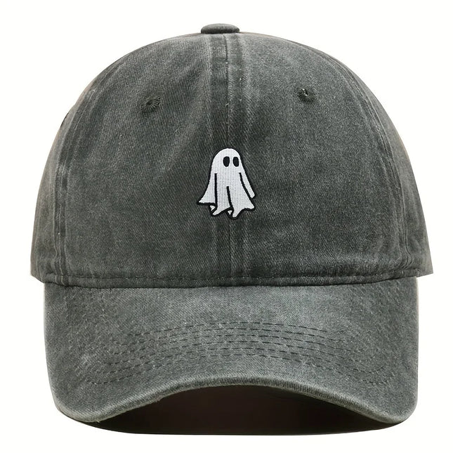 Halloween Embroidered Baseball Hat with Cute Ghost Pattern Simple Style Suitable for Men and Women