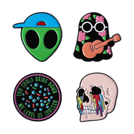 2-5Pcs/Set Punk Halloween Collected Enamel Pins Pumpkin Duck Capybara Skeleton Cat Ghost Brooch Lapel Badge Jewelry Gift Friends