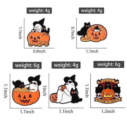 2-5Pcs/Set Punk Halloween Collected Enamel Pins Pumpkin Duck Capybara Skeleton Cat Ghost Brooch Lapel Badge Jewelry Gift Friends