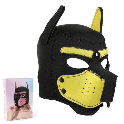 Unisex Halloween Pupply Play Party Sexy Costumes of Men Women Latex Open Mouth Hole Dog Headgear Full Face Fetish Mask Hood