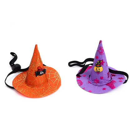 Halloween Pet Decoration Sequin Spider Web Witch Hat Elastic Headband Pet Dog Pumpkin Bat Hat Happy Halloween Day Pet Supplies