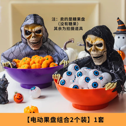 Halloween Decorations Pumpkin Lanterns Desktop Ornaments Glowing Electric Induction Skull Candy Plates Children'S Toys Gifts