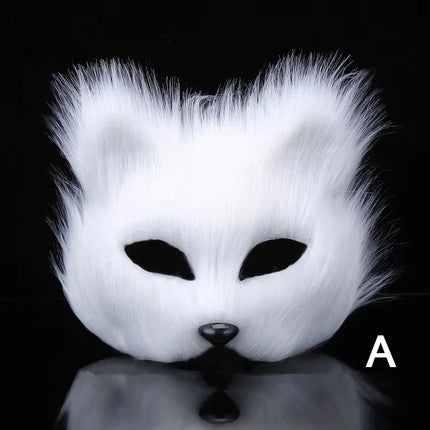 Halloween Fox Shape Half Face Eye Mask Sexy Imitation Cat Hair Animal Mask Christmas Carnival Party Cosplay Costume Props Masque