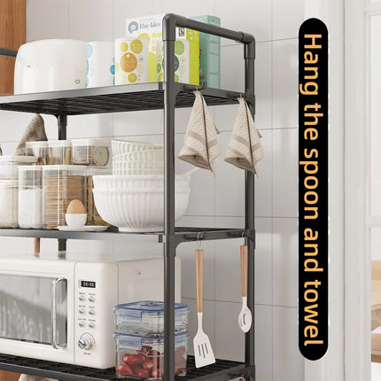 Kitchen storage rack - a multi-level, multi-functional home storage and organizing stand for floors