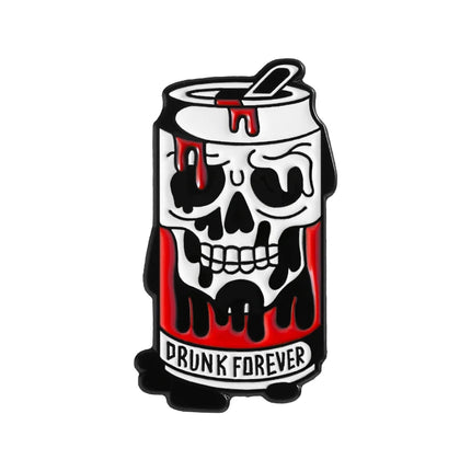 Halloween Skull Candy Lollipop Enamel Pins Goth Skeleton Soda Drink Jiuce Spooky Brooches Lapel Badge Jewelry Gifts for Friends