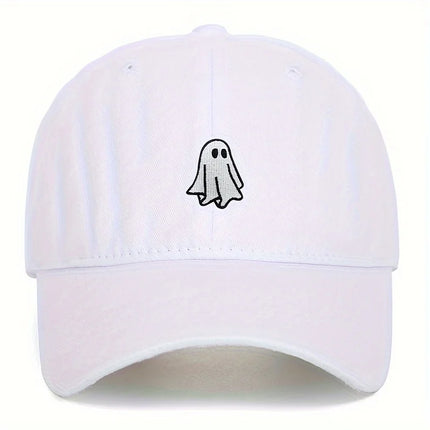 Halloween Embroidered Baseball Hat with Cute Ghost Pattern Simple Style Suitable for Men and Women