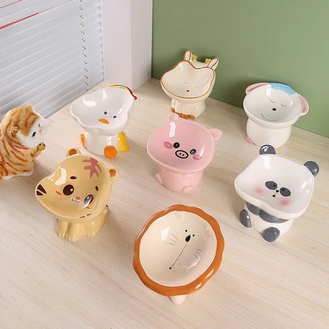 New Cartoon Ceramic Cat Bowl Creative Cute Puppy Dog Feeder Pet Feeding and Water Eatting Bowl Drinker Porcelain Pet Supplies