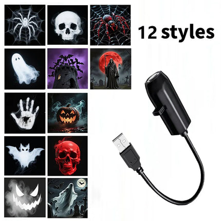USB Projector Light Halloween Ghost Skull Night Light Switchable Pattern LED Projector Lamp for Room Ceiling Window Wall Decor