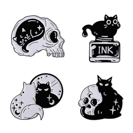 2-5Pcs/Set Punk Halloween Collected Enamel Pins Pumpkin Duck Capybara Skeleton Cat Ghost Brooch Lapel Badge Jewelry Gift Friends
