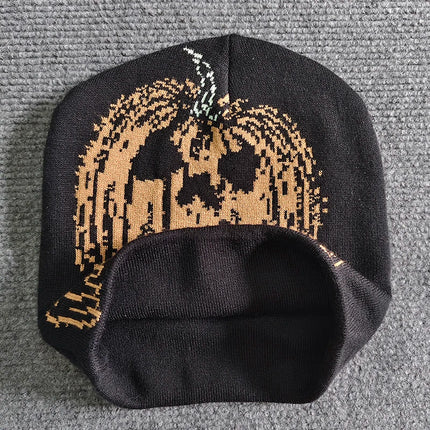 Halloween Cartoon Pumpkin Smile Warm Knitted Hat Jacquard Fun Holiday Gift Adult Unisex Knit Cap