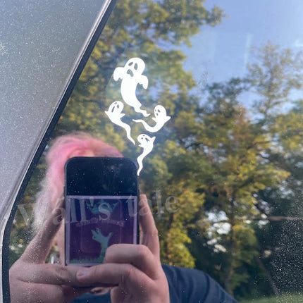 Halloween Car Rearview Mirror Vinyl Sticker Spooky Ghost Decals 7 Mini Bats Sticker Car Accessories Decorative Halloween Gift