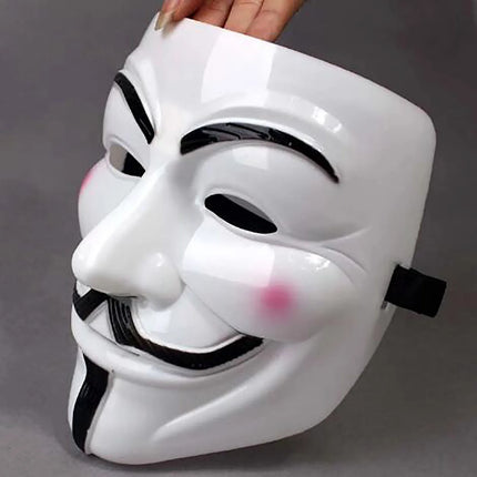 V Face for Mask Black White Vendetta Hackers Halloween Carnival Cosplay Party Adult Diy Anime Killer Anonymous Headwear Men