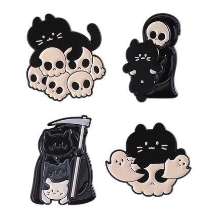 2-5Pcs/Set Punk Halloween Collected Enamel Pins Pumpkin Duck Capybara Skeleton Cat Ghost Brooch Lapel Badge Jewelry Gift Friends