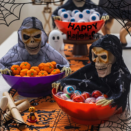 Halloween Decorations Pumpkin Lanterns Desktop Ornaments Glowing Electric Induction Skull Candy Plates Children'S Toys Gifts