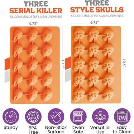 Horror Movie Character Molds – Halloween Silicone Molds for Chocolate, Candy, Resin, Crafts – 3D Scary Film Icons for Party Trea