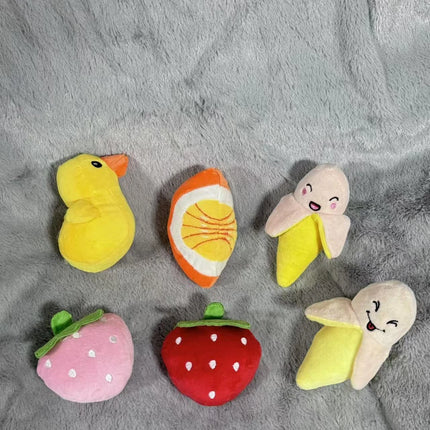 Dog Squeaky Toys Plush Animal Fruit Food Toy Durable Chew Interactive Toys Small Medium Dogs Cats Puppy Pet Supplies