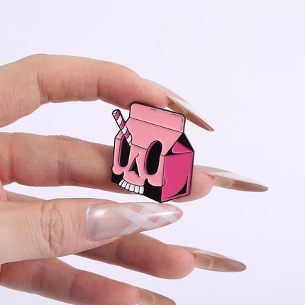 Halloween Skull Candy Lollipop Enamel Pins Goth Skeleton Soda Drink Jiuce Spooky Brooches Lapel Badge Jewelry Gifts for Friends