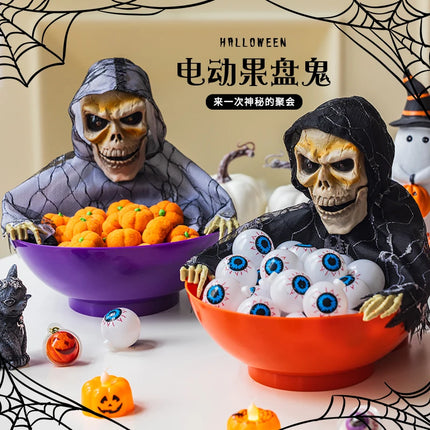 Halloween Decorations Pumpkin Lanterns Desktop Ornaments Glowing Electric Induction Skull Candy Plates Children'S Toys Gifts