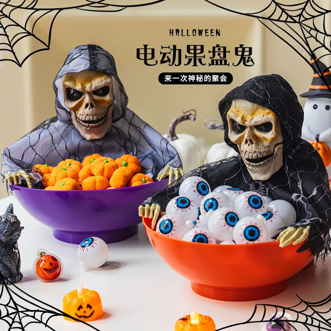Halloween Decorations Pumpkin Lanterns Desktop Ornaments Glowing Electric Induction Skull Candy Plates Children'S Toys Gifts