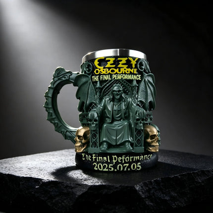 Halloween 3D Resin Ozzy Mug Osbourne Commemorative Mug Stainless Steel Skull Water Cup Beer Mug Coffee Cup Drinking