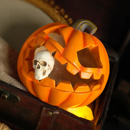 Halloween Ghost Pumpkin Lantern Decor Pumpkin Eating Skull Statue Table Centerpieces for Porches Gardens Patios Ornament