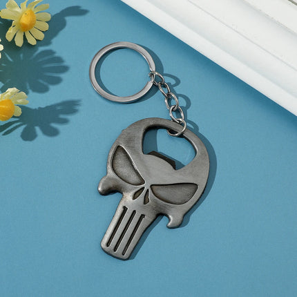 Halloween Punisher Skull Keychain Vintage Skull Metal Badge Pendant Beer Bottle Opener Car Backpack Key Holder Accessories Gift
