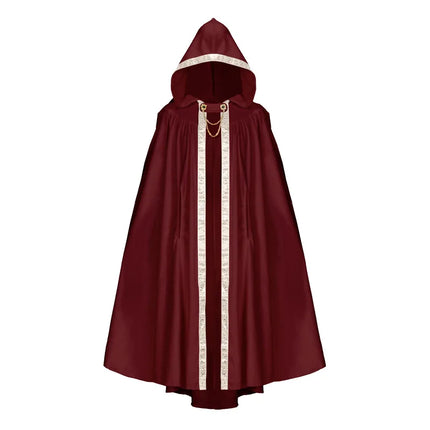 Halloween Retro Pastoral Ribbon Edge Hooded Cloak Medieval Renaissance Lace Cloak Anime Costume Carnival Party Cosplay Jacket