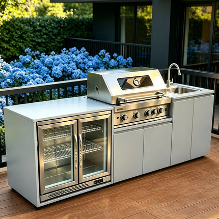 Mobile Kitchen On Wheels With Sink, Practical Unit,Ideal Decor & Accessories For Backyard,Garden Patio Daily Use & Entertainment