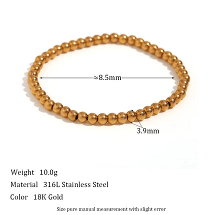 E.B.belle Gold Plated Silver Color Elastic Beads Bracelets Bangles For Woman Waterproof Stainless Steel Beaded Chain Bracelet