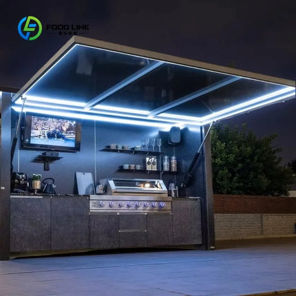 Customized Garden Kitchen with Modular Cabinets and Grill Island Outdoor Kitchen Cabinets