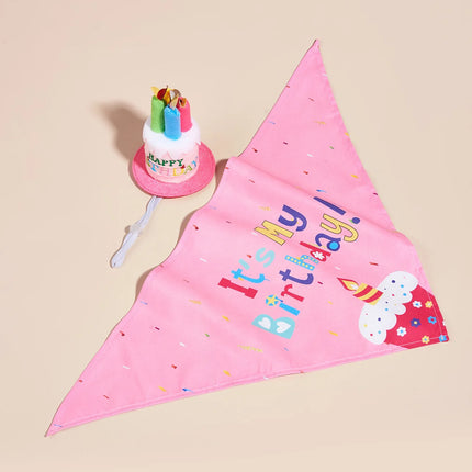 Dog Birthday Decorations Cake Hat & Bandana Scarfs Set - Pink,Happy Birthday Hat with Candles, Dog Birthday Present,Pet Supplies