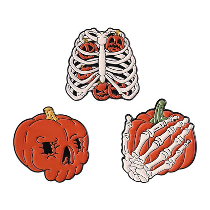 2-5Pcs/Set Punk Halloween Collected Enamel Pins Pumpkin Duck Capybara Skeleton Cat Ghost Brooch Lapel Badge Jewelry Gift Friends