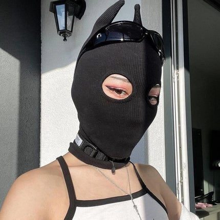 High Street Funny Style Personality Black Cartoon Mask For Halloween Cosplay Masked Hat