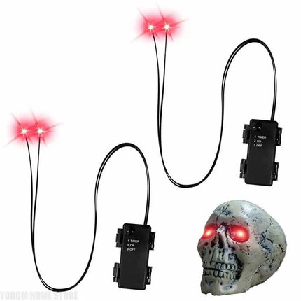 2 Pcs Halloween Led Glowing Eyes with Timer Light Up Skeleton Eyes Horror Diy Eyes for Masks Pumpkins Tombstones and Props