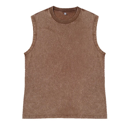 Men's Vest Vintage Washed tee 100% Cotton Tank Tops Summer Casual Sleeveless Tops Streetwear black Loose Tees women