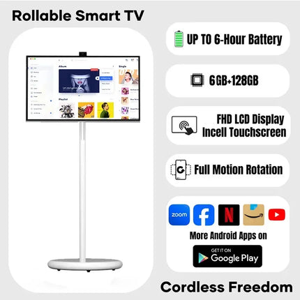 Smart Tablet 27 Inch Portable Smart TV Android13 IPS Touch Screen Height Adjustable 100WH Battery Working Time 6-8 Hours