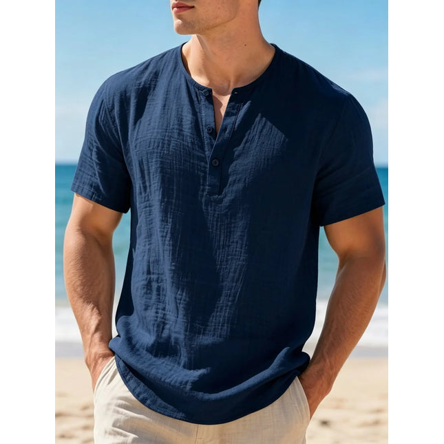 Men's Linen Henley T-Shirt