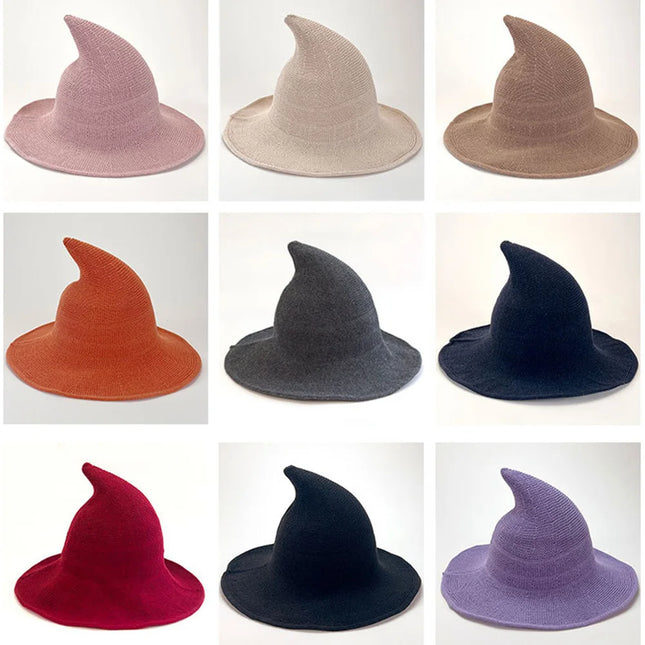 Halloween Witch Hat Long Point Hat Knitted Cap for Women Halloween Party Hat Magical Hat Festival Party Cosplay Decoration