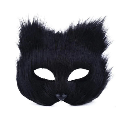Halloween Fox Shape Half Face Eye Mask Sexy Imitation Cat Hair Animal Mask Christmas Carnival Party Cosplay Costume Props Masque