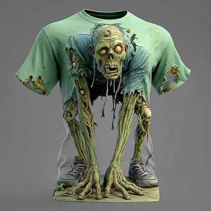 Halloween Skeleton 3D Printed  Men's T-shirt Summer Outdoor Casual Horror Pattern Short Sleeve Top Y2k Men Clothing
