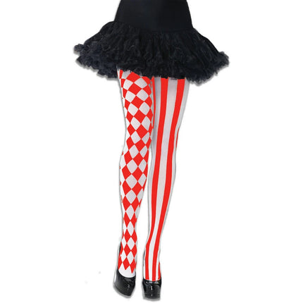 Halloween Cosplay Pantyhose Diamond Stripe Pattern Asymmetric Tights Gothic Lolita Stockings Carnival Clown Costume Accessories