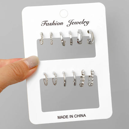Crystal Hoop Earrings Set